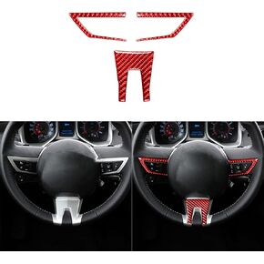 Car Inner Dashboard Button Control Panel Trim Cover Decal Real Soft Carbon Fiber Sticker Auto Interior Decoration Accessories Compatible with Camaro 2010 2011 red 3pcs