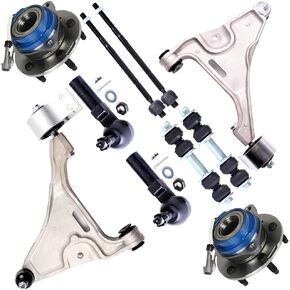 SCITOO 10pcs Front Suspension Kit Lower Control Arm And Ball Joints Inner Outer Tie Rod Ends Sway Bar Links Wheel Bearing Hub Fit For 2006-2011 For Buick Lucerne 2006-2011 For Cadillac DTS