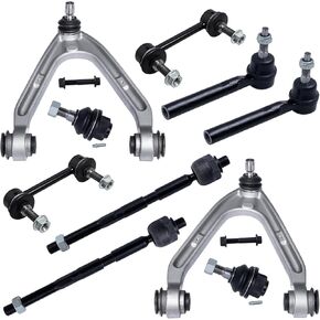 10Pcs Front End Kit Fit For 2006-2010 Hu-mmer H3, 09-10 H3T, 2 Upper Control Arm 2 Ball Joint 2 Sway Bar Link 4 Outer & Inner Tie Rod End (# K621675 K621676 K750185 EV800609 ES800762 K500250)