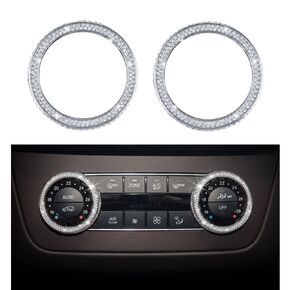 1797 Compatible AC Knobs Caps for Mercedes Benz Accessories Bling Parts Air Conditioner Control Cover Decals Interior Decorations W204 X204 W166 C GLE GLS Class GLK AMG Women Men Crystal Silver 2 Pack