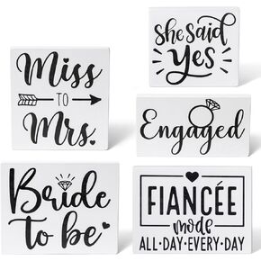 WATINC Engagement Party Centerpieces Decorations - 5pcs Miss to Mrs Engaged Wood Sign Tables Decor, Sweet Engagement Tabletop Tiered Tray Gift for Bridal Shower Bachelorette Betrothal Party (Black & White) in Saudi Arabia