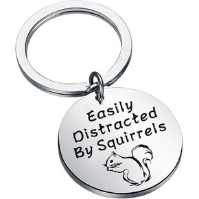 MAOFAED Squirrel Gift Squirrel Keychain Squirrel Lover Gift Easily Distracted By Squirrels