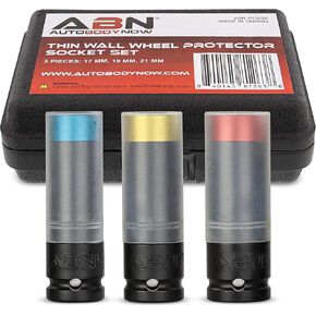 مقابس حماية عجلة الجدار الرفيعة من ABN، 3 قطع - 17 ملم، 19 ملم، 21 ملم، مقابس صدمات صامولة العروة، مجموعة عجلات السيارة غير المتعرجة in Kuwait