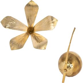 ROY Brass PUJA Mango Leaves with NARIYAL/Coconut, Medium, Gold, ROYS-ITEM-R-006