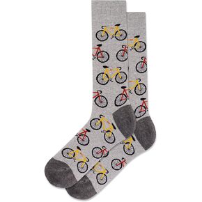 Hot Sox Men's Bicycles Crew Socks 1 Pair, Grey Heather, Men's 10-13 Shoe