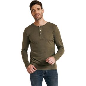 METARINO Men's Merino Wool Henley T-Shirt Long Sleeve Button Shirts Athletic Shirt Tees Tops for Travel,Cycling,Running