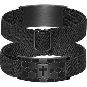 Soccer Bracelets Cross Bracelet for Men Boys, Elastic Strap Stainless Steel Adjustable Bracelets Bible Verse Bracelets Christian Jewelry Gifts for Men Boys