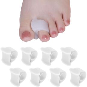 8 Pcs Gel Toe Spacers,Big Toe Bunion Corrector for Women & Men Toe Separators for Overlapping Toes,Bunion Pads Hammer Toe Spacer Corrector, Toe Spreaders for Feet (White)