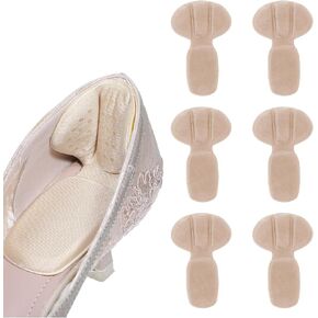 TIESOME Adhesive Heel Cushion Pads, 6 PCS Back of Heel Grips Inserts Reusable Heel Guards Liners for Improving Shoe Fit Anti Blister Shoe Liners Heel Protectors for Too Big Loose Shoes(Beige)