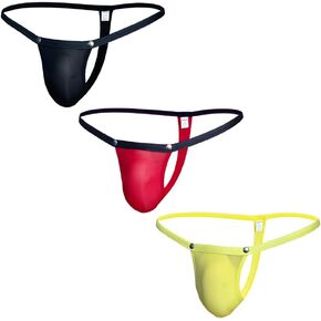 Gogobear Men's Low Rise Ice Silk Thongs Sexy See Through G-String Bikini Briefs Bulge Pouch Underwear Panties