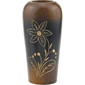 AeraVida Blooming Delicate Daisy Brown Mango Tree Wood Small Flower Vase | Tall Handcrafted Wooden Vases for Home Decor