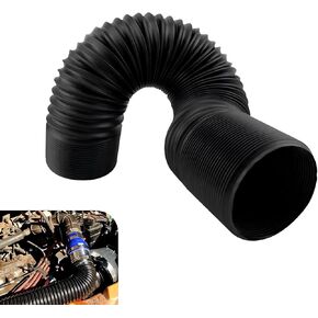 Pack-1 Car Modified Turbine Intake Pipe, 2.99 "/76 mm Air Guide Flexible Retractable Waterproof Hose, Vehicle Feed Pipe Replacement Parts, Universal for Most Cars Accessories (Black)