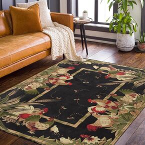 Modern Abstract Area Rug - 5' x 7' Black Gold Foil Artwork Area Rug, Non-Slip & Easy Care, Soft Art Rug Floor Carpet Ideal for High Traffic Areas in Living Room, Bedroom