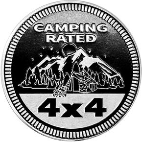Camping Badge Rated Car Emblem, 4 x 4 Metal Automotive Badge 3D Metal Car Badges Emblems Round Emblem Decals Car Badge Decals Stickers Compatible with Jeep Wrangler Vehicles Trucks SUV Emblems(ZS068)