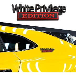 White Priviledge Edition Emblem, Car Exterior Emblems Badge 3D Sticker Decal, White Priviledge Edition Emblem 3D Fender Badge Decal, 3D Letter Emblem Badge Sticker Fit for All Cars
