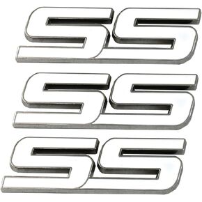 3pcs Metal SS Front Door SS Emblem Car Badge Sticker Decals Replacement for Chevy Camaro 06-10 (White) in Kuwait