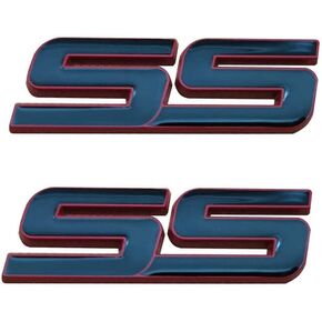 2Pc Trunk and Fender SS Emblem 10336980 3D Metal Badge Pearl Replacement for 2006 2007 2008 2009 2010 Impala Malibu HHR Cobalt SSR (White)