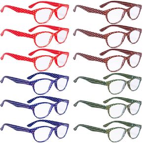 12 Pack Reading Glasses with Spring Hinge Fashion Readers for Women
