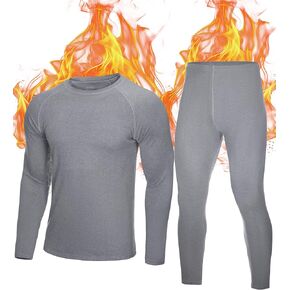 Roadbox Thermal Underwear for Men: Fleece Lined Long Johns Base Layer Cold Weather Winter Ski Thermals Top and Bottom Set