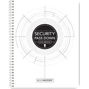 BookFactory Security Pass Down Log Book/Security Guard Journal - White Laminate Hardbound Logbook,100 Pages, 8.5" x 11" (LOG-100-7CS-VM(Security-Pass-Down)