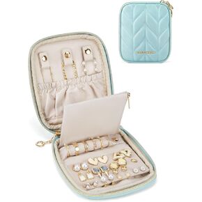 BAGSMART Travel Jewelry Case Jewelry Box Organizers and Storage Earings Holder Organizer for Women for Necklaces, Bracelets, Rings-Pink