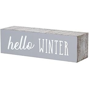 Collins Painting Hello Winter Large Block Sign, Gray, 7InW x 2InH x 2InD