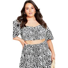 City Chic Plus Size Top, Amari Puff Sleeve Fitted Top