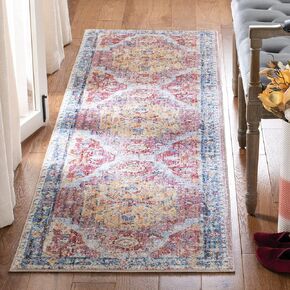 SAFAVIEH Bristol Collection 2'3" x 8' Red/Blue BTL488S Boho Chic Oriental Distressed Runner Rug