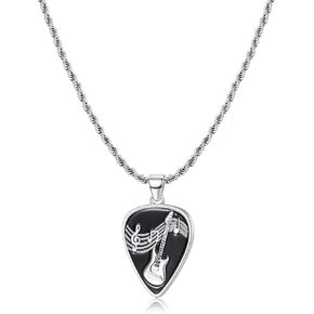 Guitar Pick Necklace Gifts for Men with Music Note Pendant Jewelry for Music Lover Women