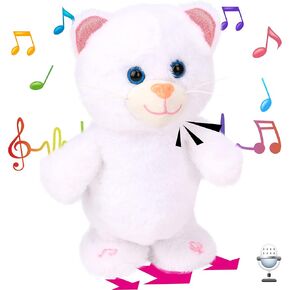 Hopearl Talking Singing Penguin Repeats What You Say Walking Electric Interactive Animated Toy Speaking Plush Buddy Gifts for Toddlers, 7.5''