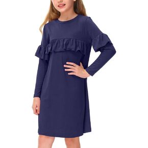 فستان BesserBay للفتيات بأكمام طويلة وأكمام طويلة لخريف وشتاء متوسط ​​الطول من 4 إلى 12 سنة in Kuwait