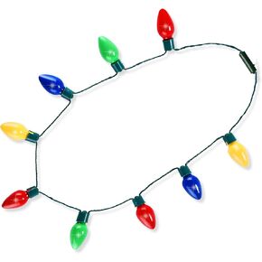 Christmas LED Light Up Bulb Necklaces, 9 LED Bulbs Necklaces with 6 Flash Modes, Holiday Necklace Costume Accessories for Christmas Xmas Party Favor