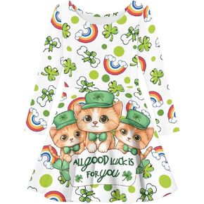 Girl Clothes Novelty Skater Dress for Kids 3-16 Years Toddler Girl Long Sleeve Dress Little Girls Fall Dresses