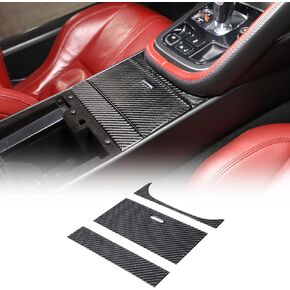 Daeiclru Real Carbon Fiber Car Central Control Storage Box Panel Sticker Compatible with Jaguar F-Type 2013-2022, Interior Center Console Panel Decorative Trim Accessories, 3PCS (Black)