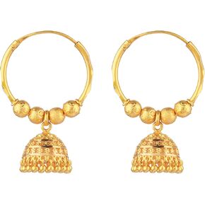 Efulgenz Gold Tone Indian Hoop Earrings Hoop Jhumka Earrings for Women Traditional Wedding Bridal Bollywood Jewelry Jhumka Jhumki Dangle Earrings Set Indian Jhumkas for Women