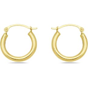 PORI JEWELERS 10K Gold High Polish 2mmx16mm Round French Lock Hoop Earrings - Jewelry for Women - Small Hoop Earrings