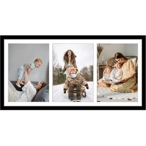 EYMPEU 15 Opening 4x6 Picture Frame Collage Set of 4, Black Multi Picture Frames Collage Wall Decor with Mat Display 4 by 6 Photo, Large Aluminum Photo Frame