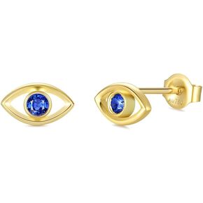 FANCIME Mothers Day Gifts 14k Solid Yellow Gold Evil Eye Stud Earrings Dainty Fine Jewelry Gift for Her Women Wife