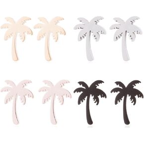 Stainless Steel Coconut Palm Tree Stud Earrings Tropical Beach Palm Tree Stud Earrings Hypoallergenic Coconut Palm Tree Earrings Vacation Beach Jewelry Birthday Gifts