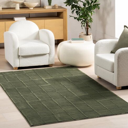 nuLOOM 3' x 5' SuperiorWash Indoor Area Rug, 100% Recycled PET, Machine Washable, Oeko-TEX Certified, Medium Pile, Pet-Friendly, Kailani Geometric Green in Saudi Arabia