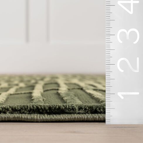 nuLOOM 3' x 5' SuperiorWash Indoor Area Rug, 100% Recycled PET, Machine Washable, Oeko-TEX Certified, Medium Pile, Pet-Friendly, Kailani Geometric Green in Saudi Arabia