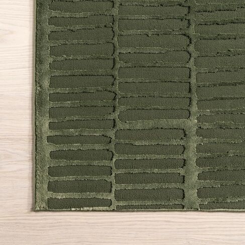 nuLOOM 3' x 5' SuperiorWash Indoor Area Rug, 100% Recycled PET, Machine Washable, Oeko-TEX Certified, Medium Pile, Pet-Friendly, Kailani Geometric Green in Saudi Arabia