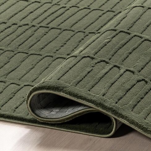 nuLOOM 3' x 5' SuperiorWash Indoor Area Rug, 100% Recycled PET, Machine Washable, Oeko-TEX Certified, Medium Pile, Pet-Friendly, Kailani Geometric Green in Saudi Arabia
