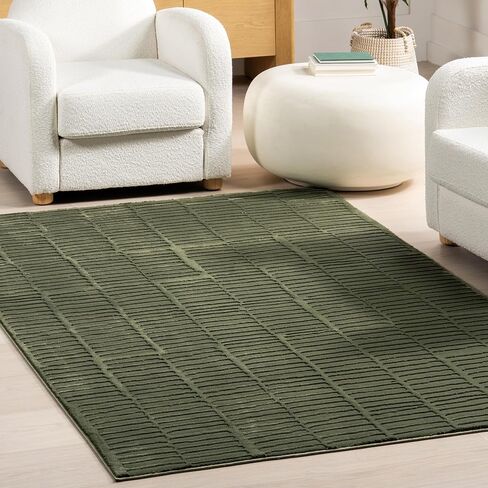 nuLOOM 3' x 5' SuperiorWash Indoor Area Rug, 100% Recycled PET, Machine Washable, Oeko-TEX Certified, Medium Pile, Pet-Friendly, Kailani Geometric Green in Saudi Arabia