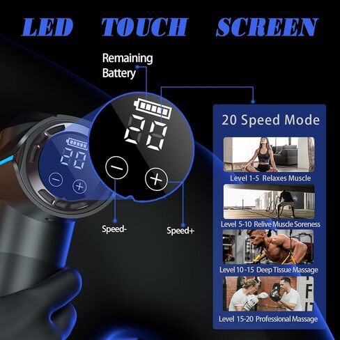 Percussion Massage Gun, Birthday Gifts for Women Mom & Dad, Valentine's Day Gifts for Her, Handheld Electric Muscle Massager with 20 Speeds & LED Screen, Silver in Saudi Arabia