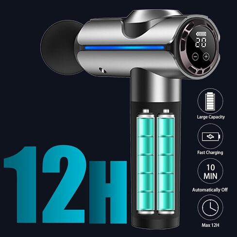 Percussion Massage Gun, Birthday Gifts for Women Mom & Dad, Valentine's Day Gifts for Her, Handheld Electric Muscle Massager with 20 Speeds & LED Screen, Silver in Saudi Arabia