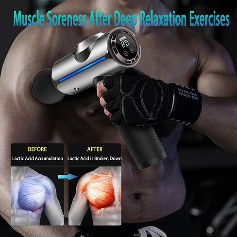 Percussion Massage Gun, Birthday Gifts for Women Mom & Dad, Valentine's Day Gifts for Her, Handheld Electric Muscle Massager with 20 Speeds & LED Screen, Silver in Saudi Arabia