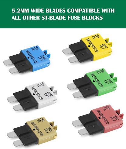 AUTO Reset Standard Blade Car Fuse 5A 10A 15A 20A 25A 30A ATC/ATO Circuit Breaker for Trolling Motor Truck RV Marine Boat Audio Battery Protection - 14VDC E37 Low Profile Auto Reset Fuses Kit in Saudi Arabia