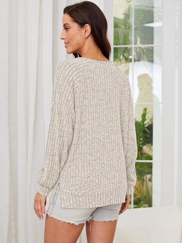 بلايز نسائية موضة خريف 2023 سويت شيرت للنساء سترات قمصان طويلة الأكمام رقبة على شكل حرف V ملابس سيدات أنيقة بلوزات غير رسمية تونيك عصري كبير مشمش in Kuwait