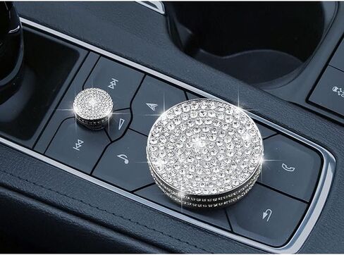 2 قطعة بلينغ كريستال المعادن مركز وحدة التحكم الوسائط المتعددة زر التحكم مقبض غطاء الكسوة لكاديلاك CT5/CT6/XT4/XT5/XT6 2019-2023 in Saudi Arabia